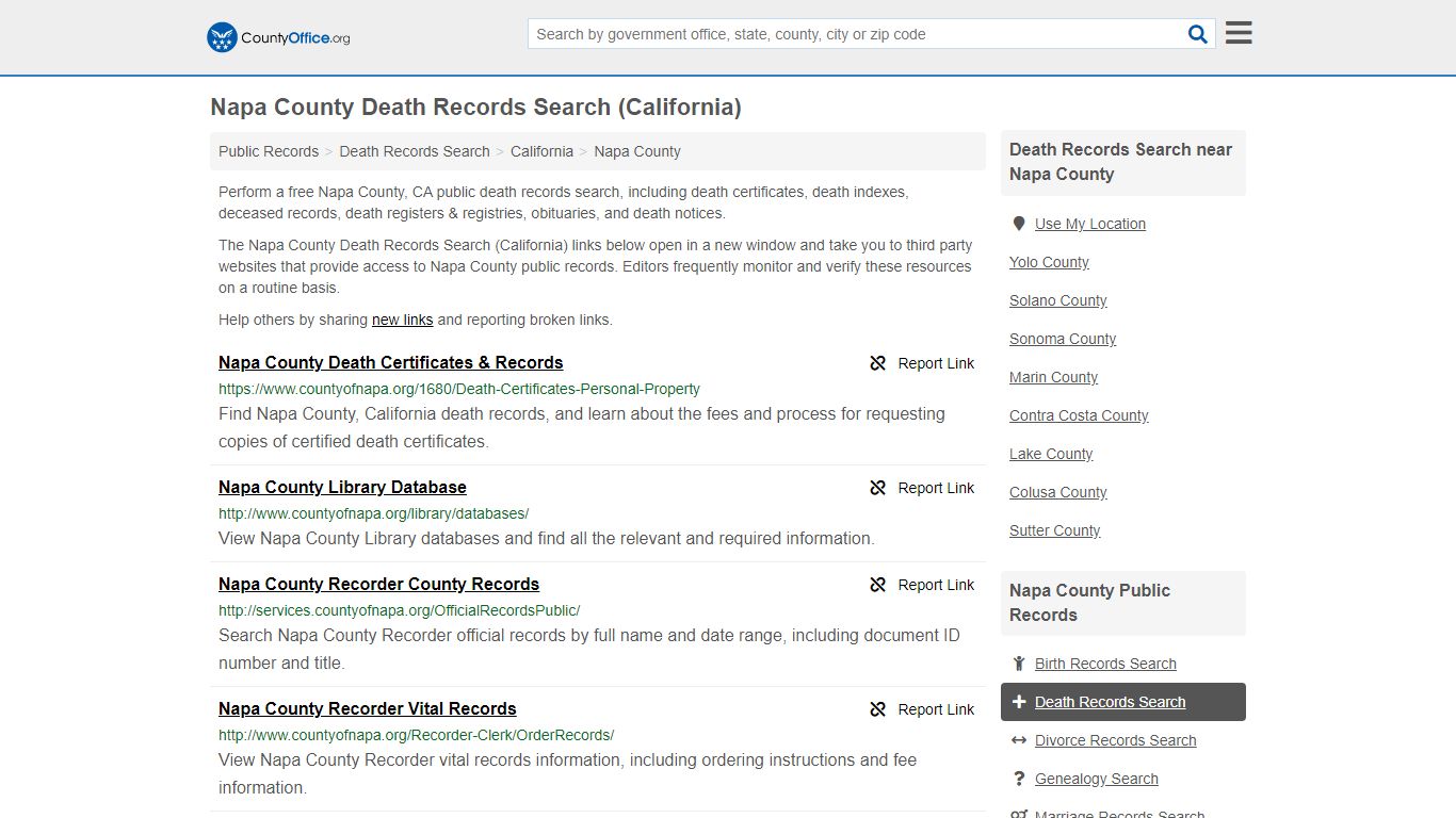 Death Records Search - Napa County, CA (Death Certificates ...