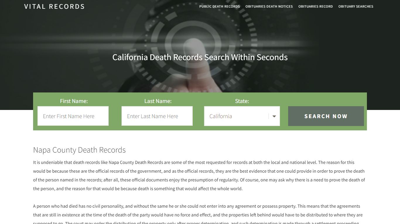 Napa County Death Records |Enter Name and Search|14 Days Free